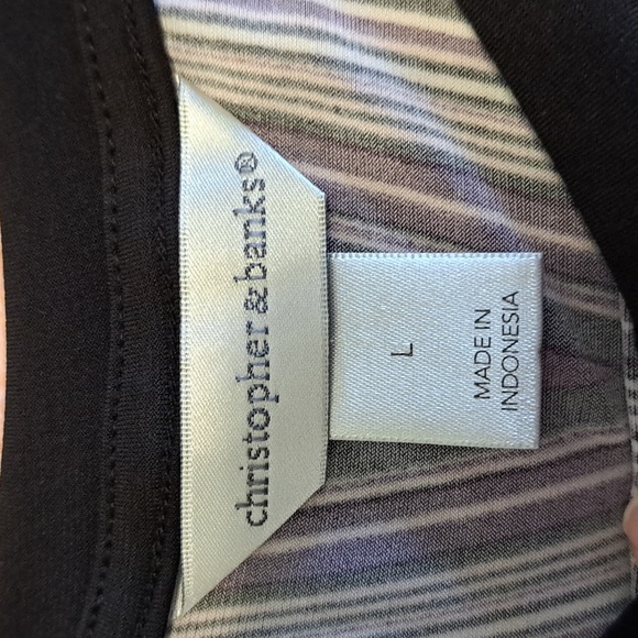 Christopher & Banks Purple, Black Lavenda and White Striped Blouse - Picture 4 of 5